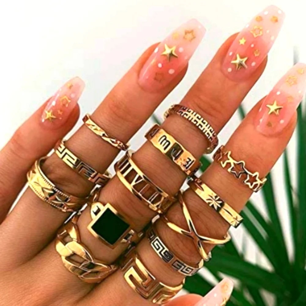 13 Pcs. BOHO CHIC GOLD STACKABLE KNUCKLE RINGS NWT - Picture 1 of 5